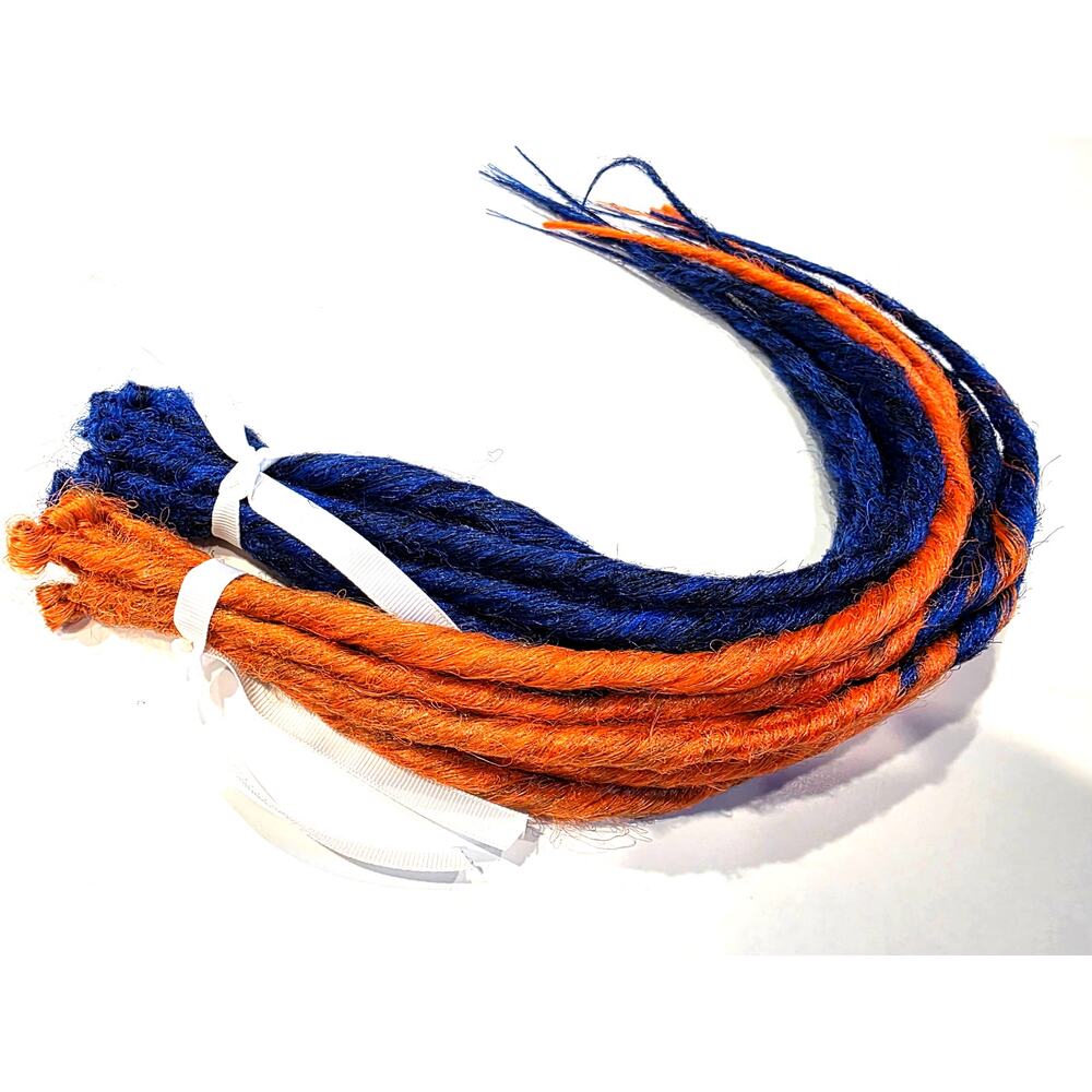 10 SE Single Ended Orange and Dark Blue Dreads Dreadlocks Hair Extensions